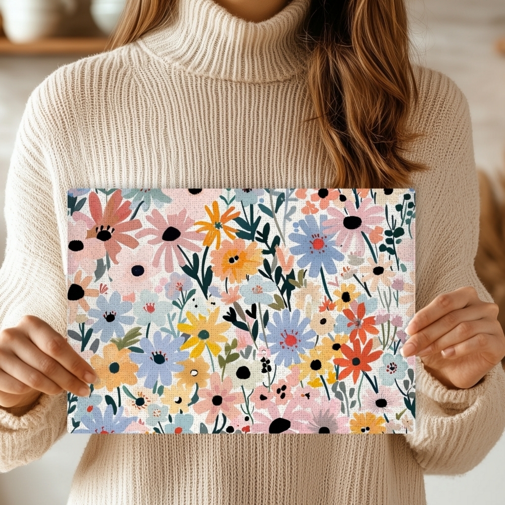 Colorful Floral Kitchen Cutting Board Size 11in. X 8in. - Picture 3 of 4